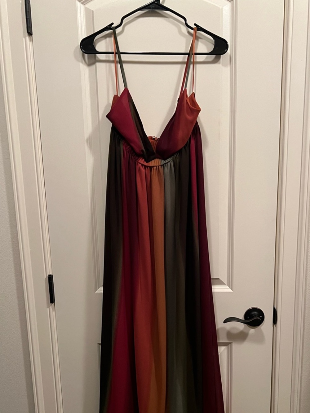 Multi-Color Ombre Chiffon V-Neck Maternity Maxi Dress